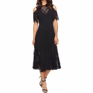 NICOLE MILLER Danielle Pleated Lace Combo Dress 2
